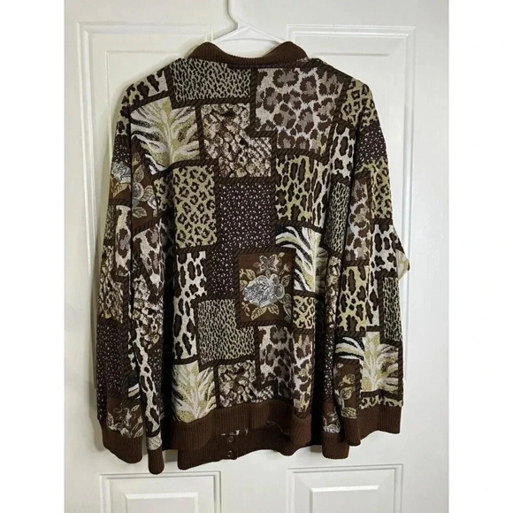 KATHLEEN USHERWOOD Nieman Marcus Vintage Animal Mix Print Patchwork Cardigan 1X - Picture 2 of 5